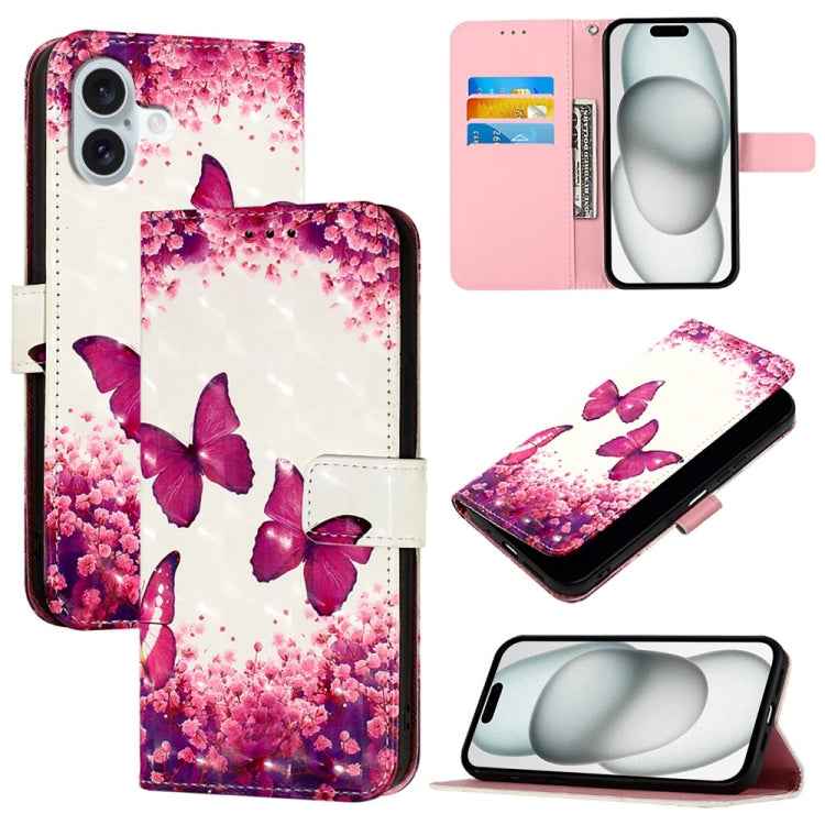 3D Painting Horizontal Flip Leather Phone Case, For iPhone 16 Pro, For iPhone 16 Plus, For iPhone 16, For iPhone 15 Pro Max, For iPhone 15 Pro, For iPhone 15 Plus