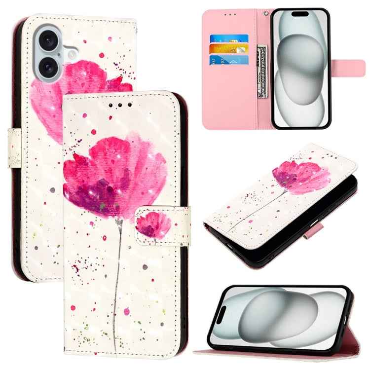 3D Painting Horizontal Flip Leather Phone Case, For iPhone 16 Pro, For iPhone 16 Plus, For iPhone 16, For iPhone 15 Pro Max, For iPhone 15 Pro, For iPhone 15 Plus