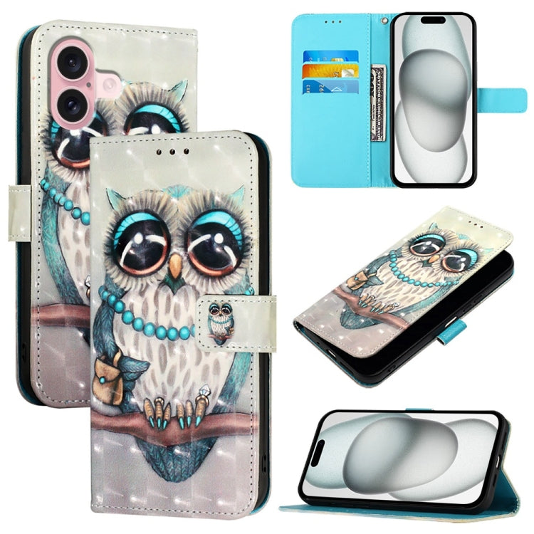 3D Painting Horizontal Flip Leather Phone Case, For iPhone 16 Pro, For iPhone 16 Plus, For iPhone 16, For iPhone 15 Pro Max, For iPhone 15 Pro, For iPhone 15 Plus