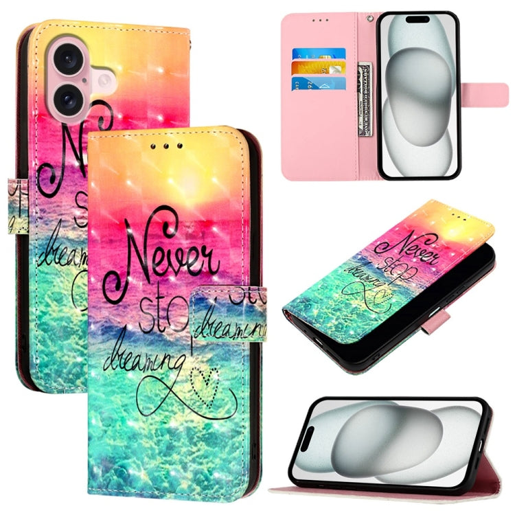 3D Painting Horizontal Flip Leather Phone Case, For iPhone 16 Pro, For iPhone 16 Plus, For iPhone 16, For iPhone 15 Pro Max, For iPhone 15 Pro, For iPhone 15 Plus