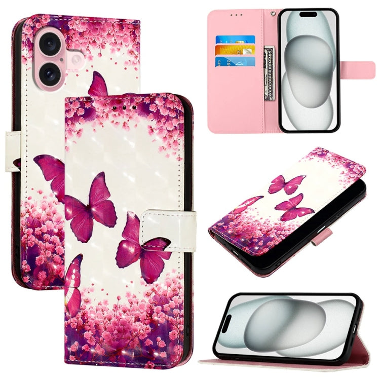 3D Painting Horizontal Flip Leather Phone Case, For iPhone 16 Pro, For iPhone 16 Plus, For iPhone 16, For iPhone 15 Pro Max, For iPhone 15 Pro, For iPhone 15 Plus