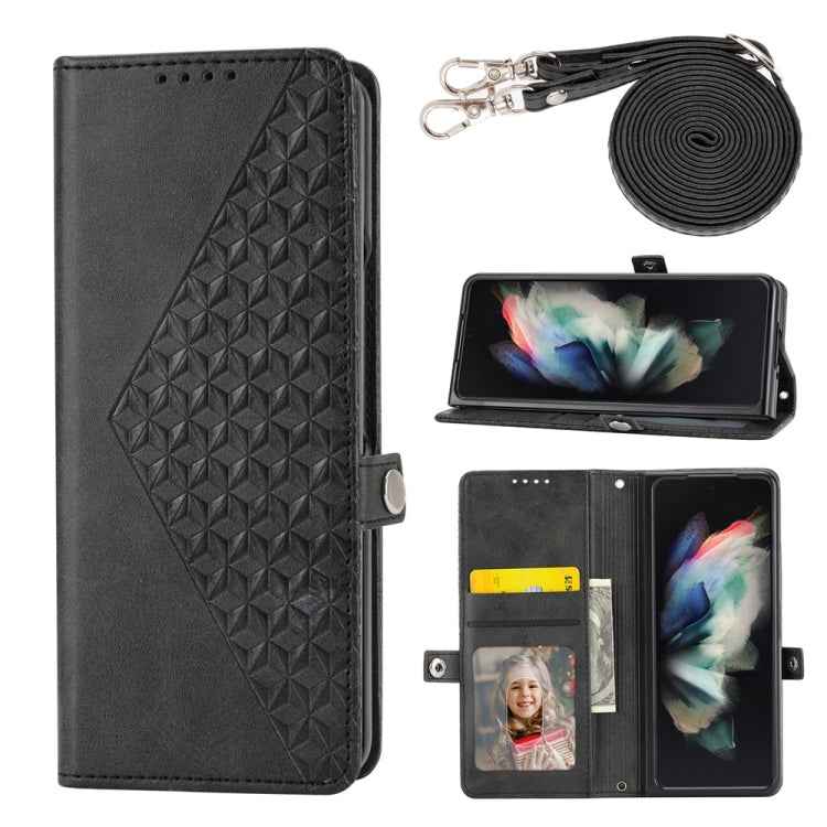 Cubic Grid Calf Texture Magnetic Leather Phone Case, For Samsung Galaxy Z Flip6 / Flip7 FE, For Samsung Galaxy Z Fold6, For Samsung Galaxy Z Fold5, For Samsung Galaxy Z Flip5