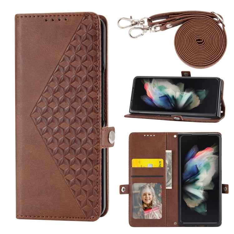 Cubic Grid Calf Texture Magnetic Leather Phone Case, For Samsung Galaxy Z Flip6 / Flip7 FE, For Samsung Galaxy Z Fold6, For Samsung Galaxy Z Fold5, For Samsung Galaxy Z Flip5