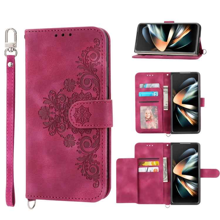 Skin Feel Flowers Embossed Wallet Leather Phone Case, For Samsung Galaxy Z Flip6 / Flip7 FE, For Samsung Galaxy Z Fold6, For Samsung Galaxy Z Fold5, For Samsung Galaxy Z Flip5
