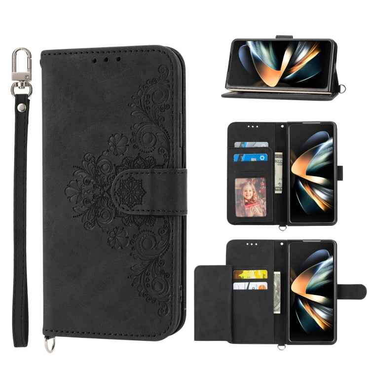 Skin Feel Flowers Embossed Wallet Leather Phone Case, For Samsung Galaxy Z Flip6 / Flip7 FE, For Samsung Galaxy Z Fold6, For Samsung Galaxy Z Fold5, For Samsung Galaxy Z Flip5