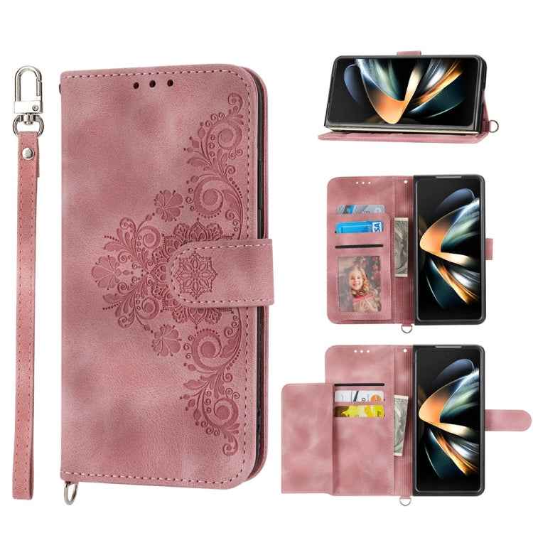 Skin Feel Flowers Embossed Wallet Leather Phone Case, For Samsung Galaxy Z Flip6 / Flip7 FE, For Samsung Galaxy Z Fold6, For Samsung Galaxy Z Fold5, For Samsung Galaxy Z Flip5