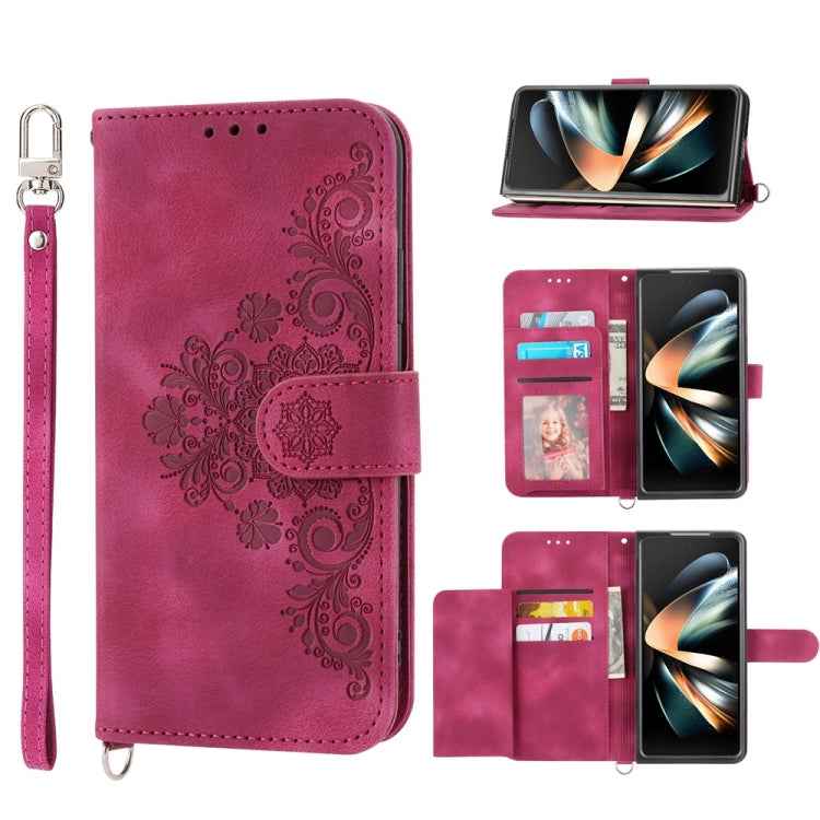 Skin Feel Flowers Embossed Wallet Leather Phone Case, For Samsung Galaxy Z Flip6 / Flip7 FE, For Samsung Galaxy Z Fold6, For Samsung Galaxy Z Fold5, For Samsung Galaxy Z Flip5
