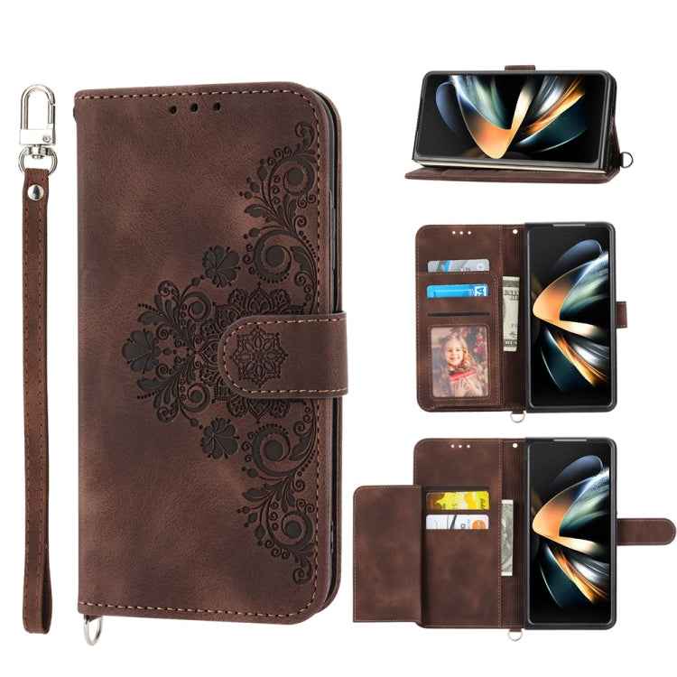 Skin Feel Flowers Embossed Wallet Leather Phone Case, For Samsung Galaxy Z Flip6 / Flip7 FE, For Samsung Galaxy Z Fold6, For Samsung Galaxy Z Fold5, For Samsung Galaxy Z Flip5