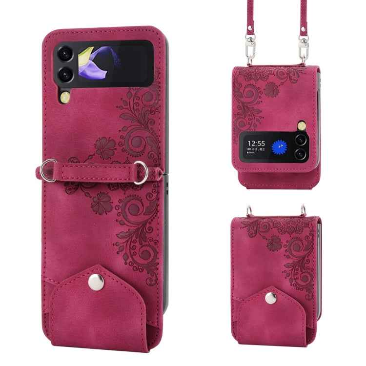 Skin Feel Flowers Embossed Wallet Leather Phone Case, For Samsung Galaxy Z Flip6 / Flip7 FE, For Samsung Galaxy Z Fold6, For Samsung Galaxy Z Fold5, For Samsung Galaxy Z Flip5