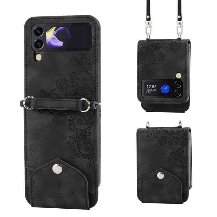 Skin Feel Flowers Embossed Wallet Leather Phone Case, For Samsung Galaxy Z Flip6 / Flip7 FE, For Samsung Galaxy Z Fold6, For Samsung Galaxy Z Fold5, For Samsung Galaxy Z Flip5