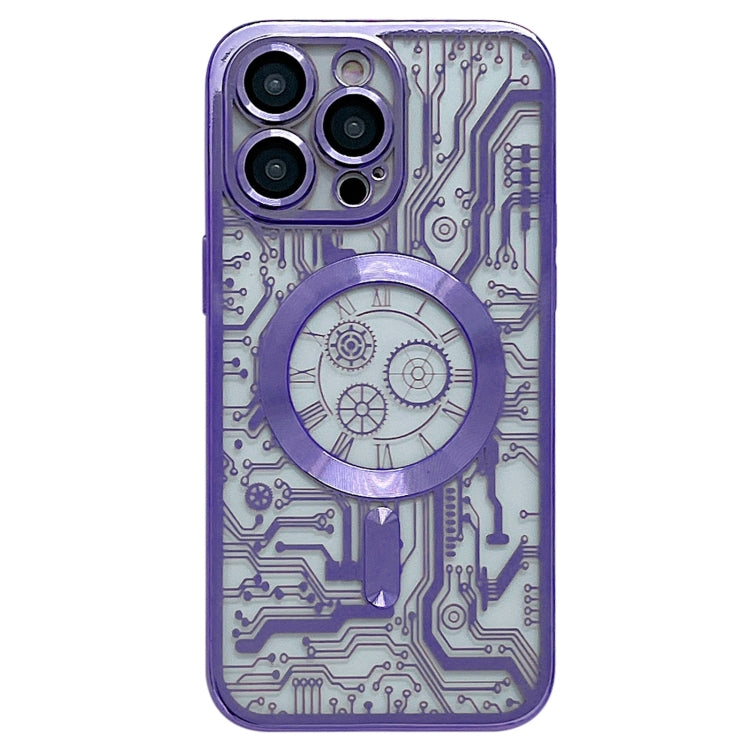Electroplated Circuit Board Pattern MagSafe Phone Case, For iPhone 13, For iPhone 12, For iPhone 12 Pro Max, For iPhone 12 Pro, For iPhone 11 Pro Max, For iPhone 11