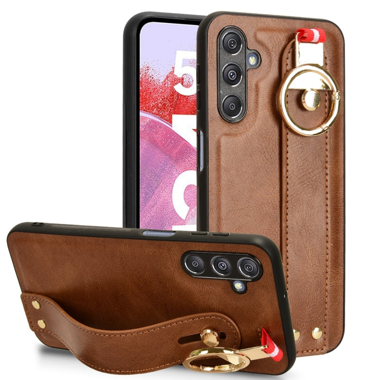 Wristband Leather Back Phone Case, For Samsung Galaxy S24 Ultra 5G, For Samsung Galaxy M34 5G, For Samsung Galaxy Z Fold4, For Samsung Galaxy A05s 4G, For Samsung Galaxy S23 FE 5G, For Samsung Galaxy S24+ 5G, For Samsung Galaxy Z Flip4                 ...