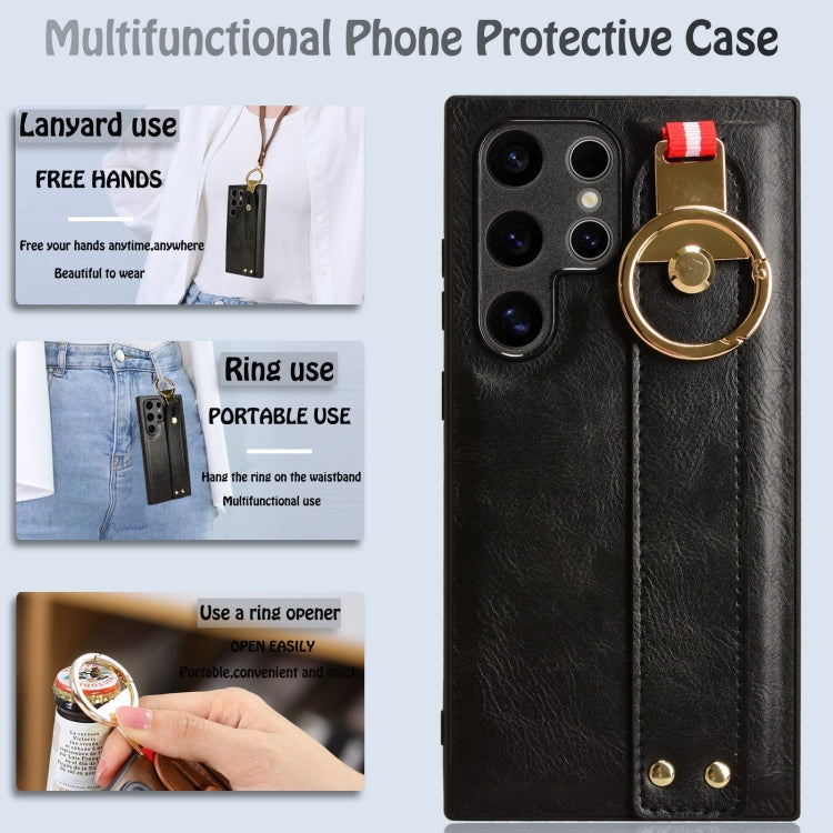 Wristband Leather Back Phone Case, For Samsung Galaxy S24 Ultra 5G, For Samsung Galaxy M34 5G, For Samsung Galaxy Z Fold4, For Samsung Galaxy A05s 4G, For Samsung Galaxy S23 FE 5G, For Samsung Galaxy S24+ 5G, For Samsung Galaxy Z Flip4                 ...