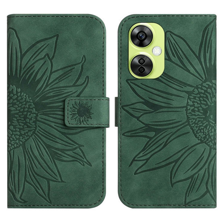 Skin Feel Sun Flower Embossed Leather Phone Case with Lanyard, For OnePlus 12R 5G Global, For OnePlus 12 5G Global, For OnePlus Nord CE 3 Lite