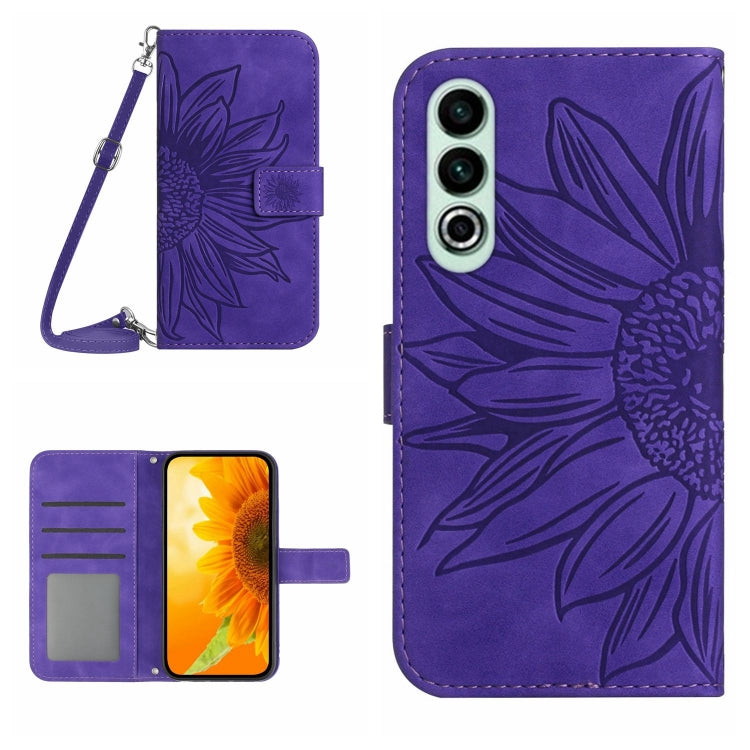 Skin Feel Sun Flower Embossed Leather Phone Case with Lanyard, For OnePlus Nord CE4, For OnePlus 12R 5G Global, For OnePlus 12 5G Global, For OnePlus Nord CE 3 Lite