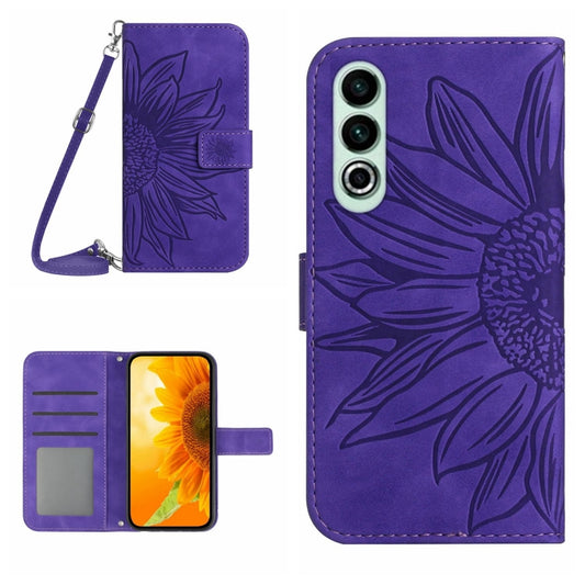 Skin Feel Sun Flower Embossed Leather Phone Case with Lanyard, For OnePlus Nord CE4, For OnePlus 12R 5G Global, For OnePlus 12 5G Global, For OnePlus Nord CE 3 Lite