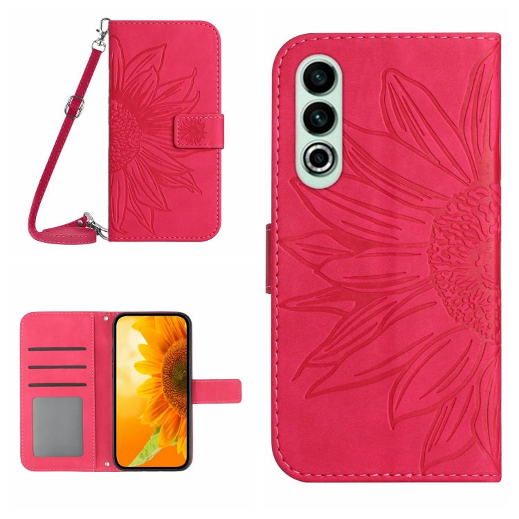 Skin Feel Sun Flower Embossed Leather Phone Case with Lanyard, For OnePlus Nord CE4, For OnePlus 12R 5G Global, For OnePlus 12 5G Global, For OnePlus Nord CE 3 Lite