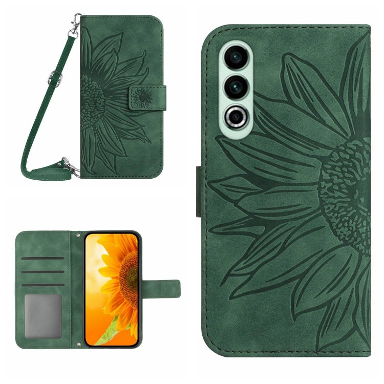 Skin Feel Sun Flower Embossed Leather Phone Case with Lanyard, For OnePlus Nord CE4, For OnePlus 12R 5G Global, For OnePlus 12 5G Global, For OnePlus Nord CE 3 Lite