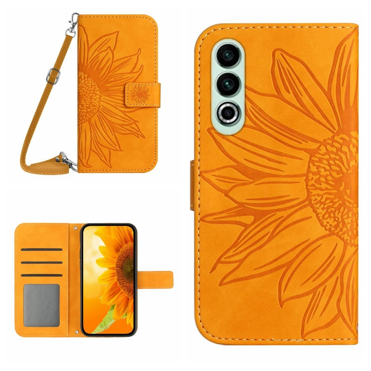 Skin Feel Sun Flower Embossed Leather Phone Case with Lanyard, For OnePlus Nord CE4, For OnePlus 12R 5G Global, For OnePlus 12 5G Global, For OnePlus Nord CE 3 Lite