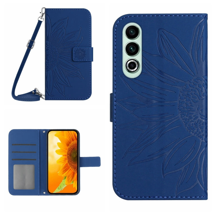 Skin Feel Sun Flower Embossed Leather Phone Case with Lanyard, For OnePlus Nord CE4, For OnePlus 12R 5G Global, For OnePlus 12 5G Global, For OnePlus Nord CE 3 Lite