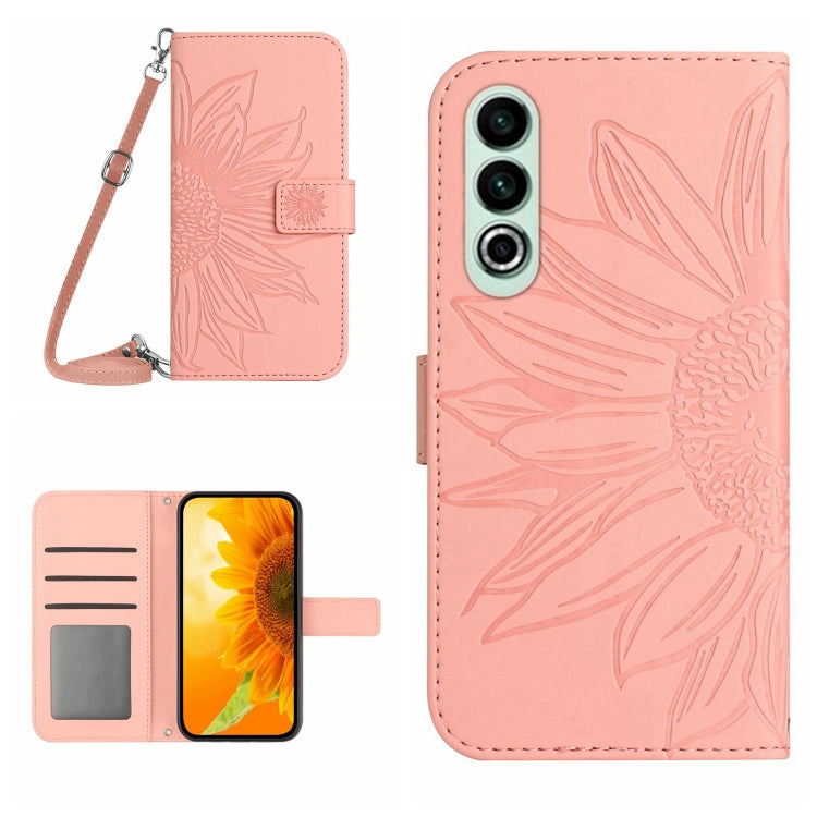 Skin Feel Sun Flower Embossed Leather Phone Case with Lanyard, For OnePlus Nord CE4, For OnePlus 12R 5G Global, For OnePlus 12 5G Global, For OnePlus Nord CE 3 Lite