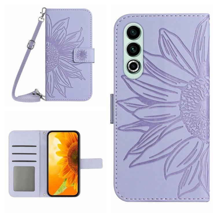 Skin Feel Sun Flower Embossed Leather Phone Case with Lanyard, For OnePlus Nord CE4, For OnePlus 12R 5G Global, For OnePlus 12 5G Global, For OnePlus Nord CE 3 Lite