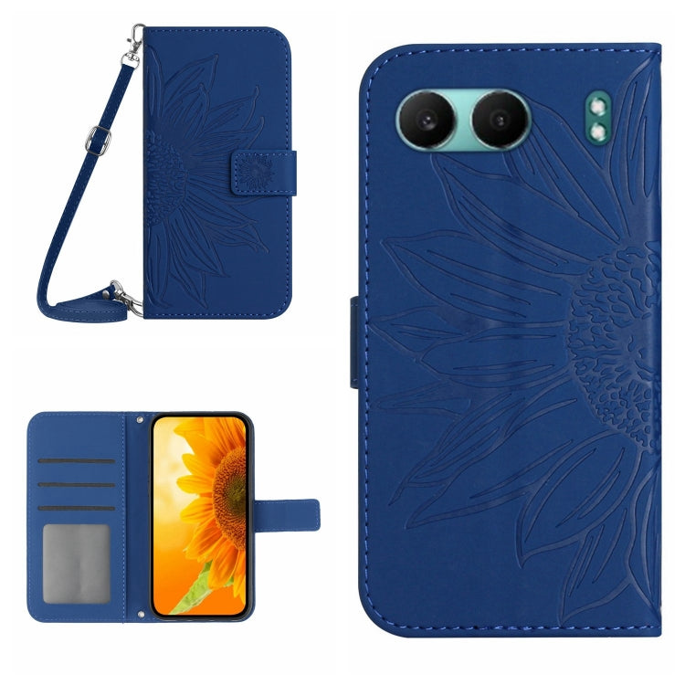 Skin Feel Sun Flower Embossed Leather Phone Case with Lanyard, For OnePlus 13T, For OnePlus 13R, For OnePlus 13, For OnePlus Nord 4 5G