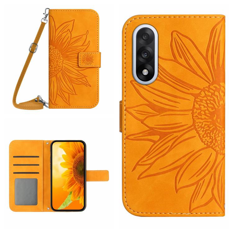 Skin Feel Sun Flower Embossed Leather Phone Case with Lanyard, For OnePlus 15R, For OnePlus 15 5G, For OnePlus Nord 5 5G / Ace 5 Ultra, For OnePlus 13T