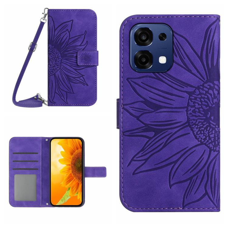 Skin Feel Sun Flower Embossed Leather Phone Case with Lanyard, For OnePlus 15R, For OnePlus 15 5G, For OnePlus Nord 5 5G / Ace 5 Ultra, For OnePlus 13T