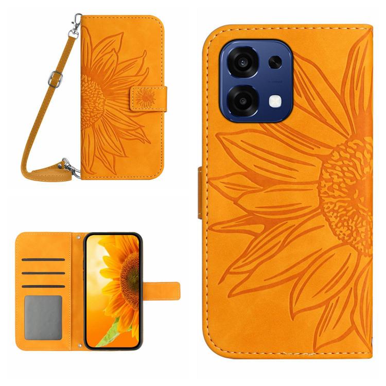 Skin Feel Sun Flower Embossed Leather Phone Case with Lanyard, For OnePlus 15R, For OnePlus 15 5G, For OnePlus Nord 5 5G / Ace 5 Ultra, For OnePlus 13T