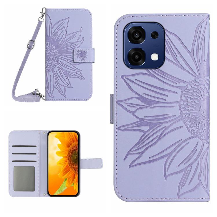Skin Feel Sun Flower Embossed Leather Phone Case with Lanyard, For OnePlus 15R, For OnePlus 15 5G, For OnePlus Nord 5 5G / Ace 5 Ultra, For OnePlus 13T