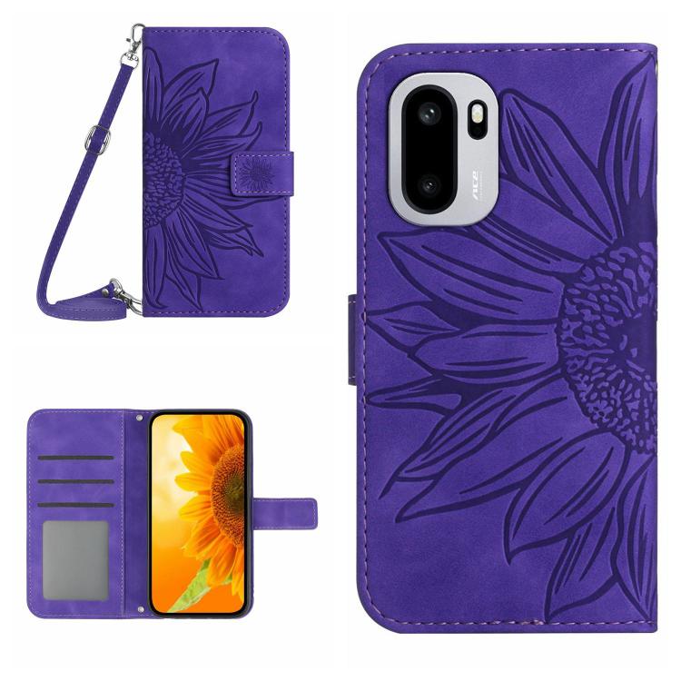 Skin Feel Sun Flower Embossed Leather Phone Case with Lanyard, For OnePlus Nord 6 5G, For OnePlus 15R, For OnePlus 15 5G, For OnePlus Nord 5 5G / Ace 5 Ultra