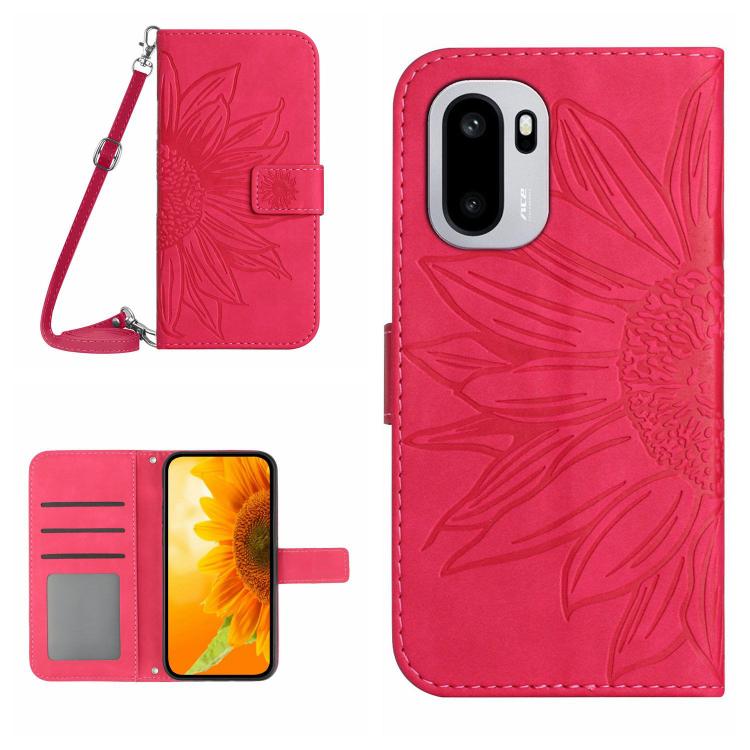 Skin Feel Sun Flower Embossed Leather Phone Case with Lanyard, For OnePlus 15R, For OnePlus 15 5G, For OnePlus Nord 5 5G / Ace 5 Ultra, For OnePlus 13T