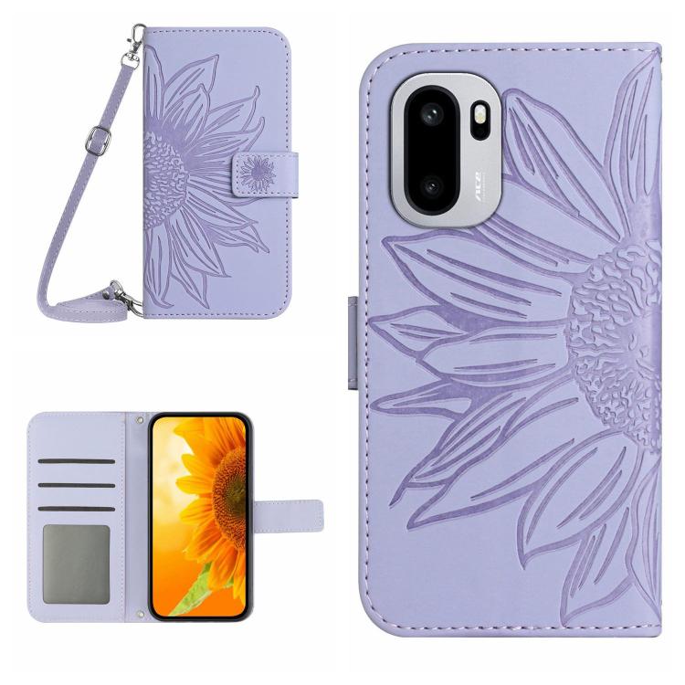 Skin Feel Sun Flower Embossed Leather Phone Case with Lanyard, For OnePlus 15R, For OnePlus 15 5G, For OnePlus Nord 5 5G / Ace 5 Ultra, For OnePlus 13T