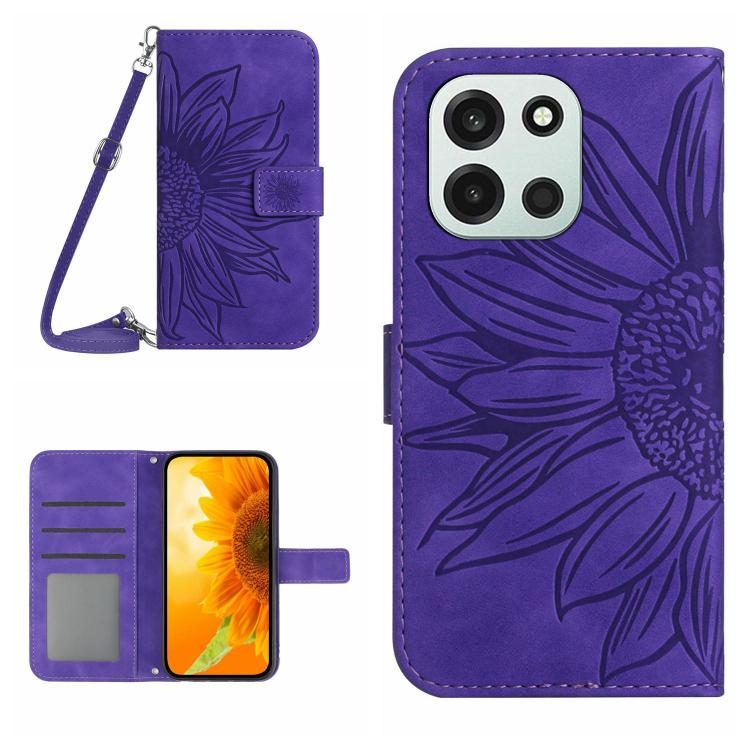 Skin Feel Sun Flower Embossed Leather Phone Case with Lanyard, For OnePlus Nord 6 5G, For OnePlus 15R, For OnePlus 15 5G, For OnePlus Nord 5 5G / Ace 5 Ultra