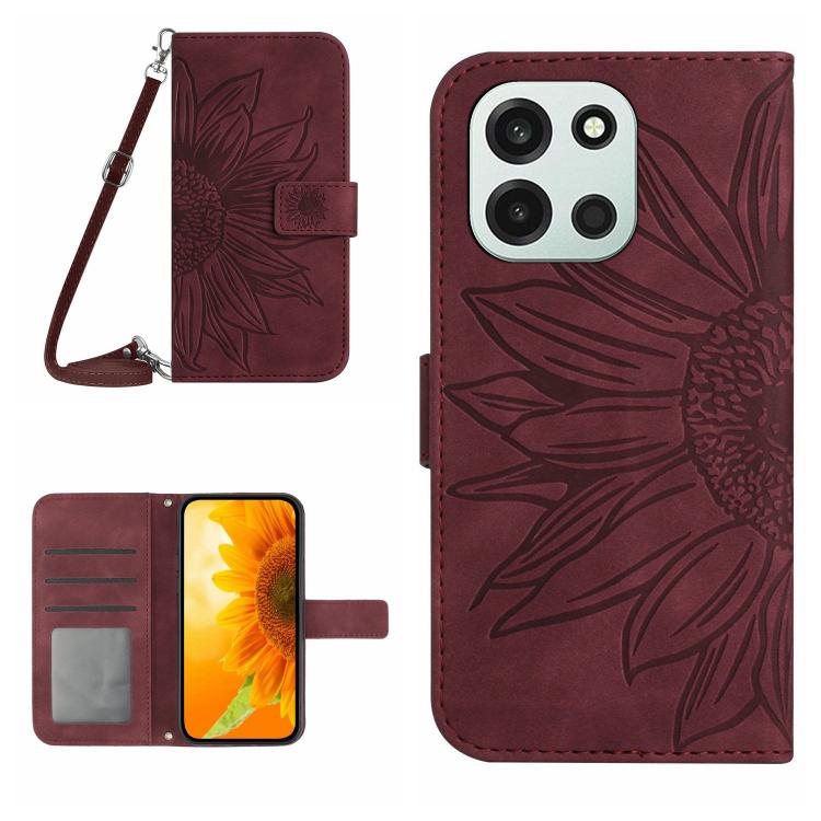 Skin Feel Sun Flower Embossed Leather Phone Case with Lanyard, For OnePlus Nord 6 5G, For OnePlus 15R, For OnePlus 15 5G, For OnePlus Nord 5 5G / Ace 5 Ultra