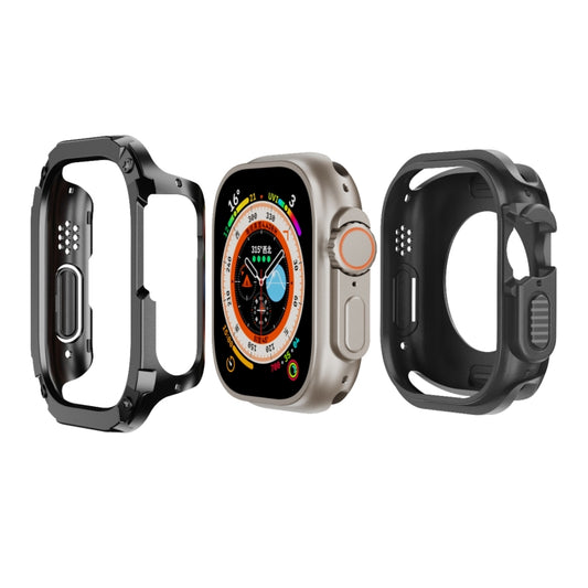 2-in-1 PC Hybrid TPU Armor Watch Case, For Apple Watch Ultra 4 / 3 / 2 / 1 49mm, For Apple Watch Series 6 / 5 / 4 / SE 44mm, For Apple Watch Series 6 / 5 / 4 / SE 40mm, For Apple Watch Series 9 / 8 / 7 45mm, For Apple Watch Series 9 / 8 / 7 41mm