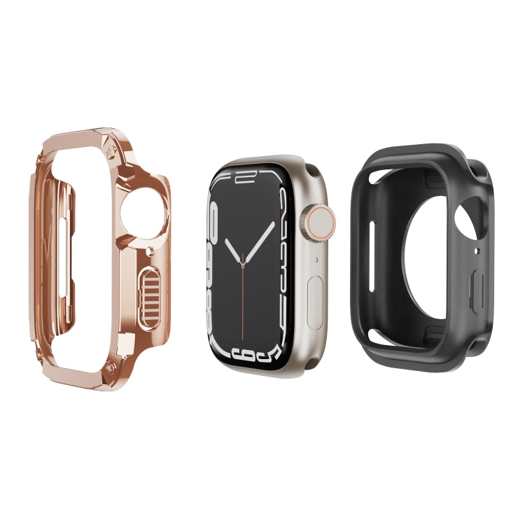 2-in-1 PC Hybrid TPU Armor Watch Case, For Apple Watch Series 6 / 5 / 4 / SE 44mm, For Apple Watch Series 6 / 5 / 4 / SE 40mm, For Apple Watch Ultra 3 / 2 / 1 49mm, For Apple Watch Series 9 / 8 / 7 45mm, For Apple Watch Series 9 / 8 / 7 41mm