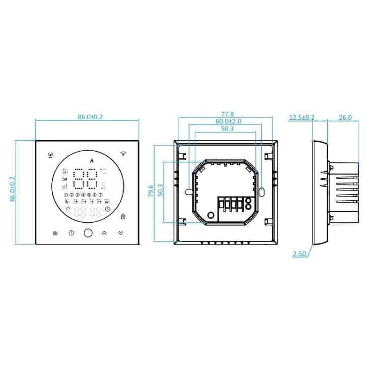 BHT-008GBL 95-240V AC 16A Smart Home Electric Heating LED Thermostat Without WiFi, Without WiFi