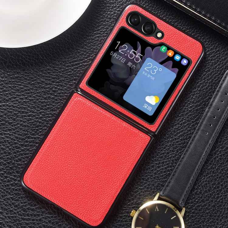 Genuine Leather Shockproof Protective Phone Case, For Samsung Galaxy Z Flip6 / Flip7 FE, For Samsung Galaxy Z Flip5
