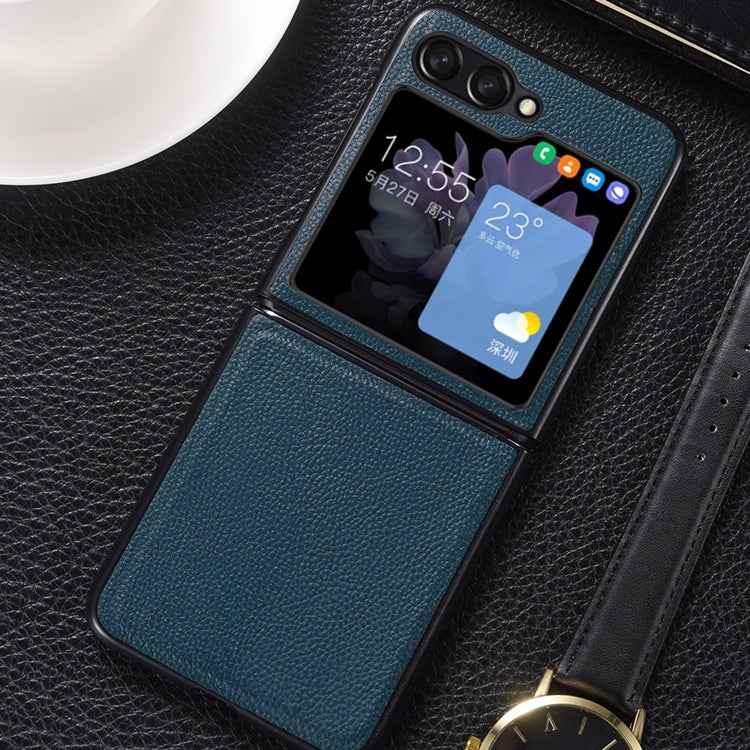 Genuine Leather Shockproof Protective Phone Case, For Samsung Galaxy Z Flip6 / Flip7 FE, For Samsung Galaxy Z Flip5
