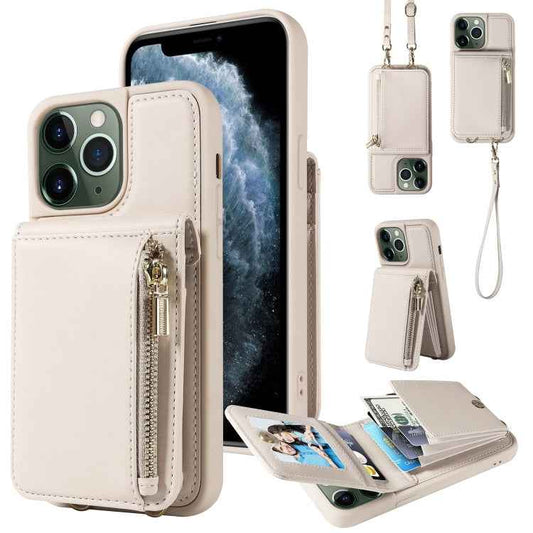Crossbody Lanyard Zipper Wallet Leather Phone Case