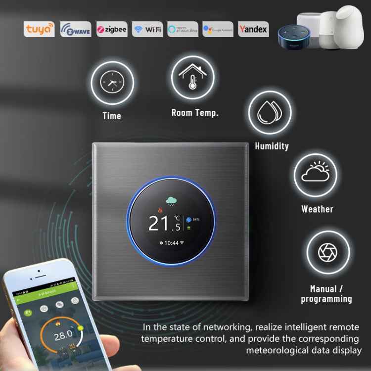 BHT-7000-GBLZB 95-240V AC 16A Smart Knob Thermostat Electric Heating Controller with Zigbee & WiFi, BHT-7000-GBLZB