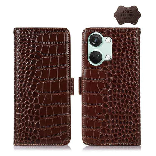 Crocodile Top Layer Cowhide Leather Phone Case, For OnePlus Nord 3 / Ace 2V