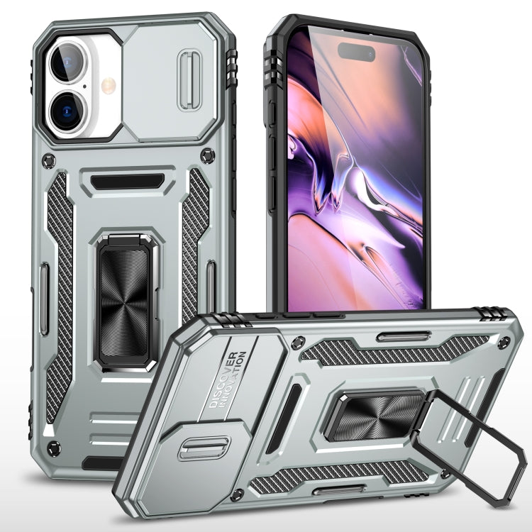 Armor PC + TPU Camera Shield Phone Case, For iPhone 16 Pro, For iPhone 16 Plus, For iPhone 16, For iPhone 15 Pro Max, For iPhone 15 Pro, For iPhone 15 Plus