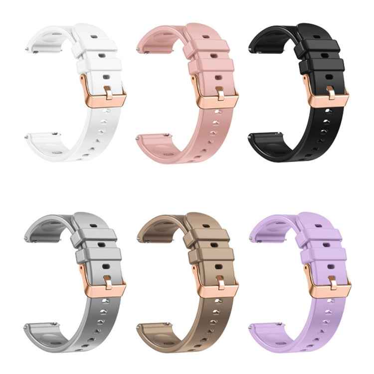 20mm Solid Color Rose Gold Buckle Silicone Watch Band, For Amazfit GTR Mini / Bip 3 / Bip 3 Pro