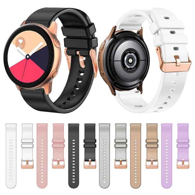 20mm Solid Color Rose Gold Buckle Silicone Watch Band, For Amazfit GTR Mini / Bip 3 / Bip 3 Pro