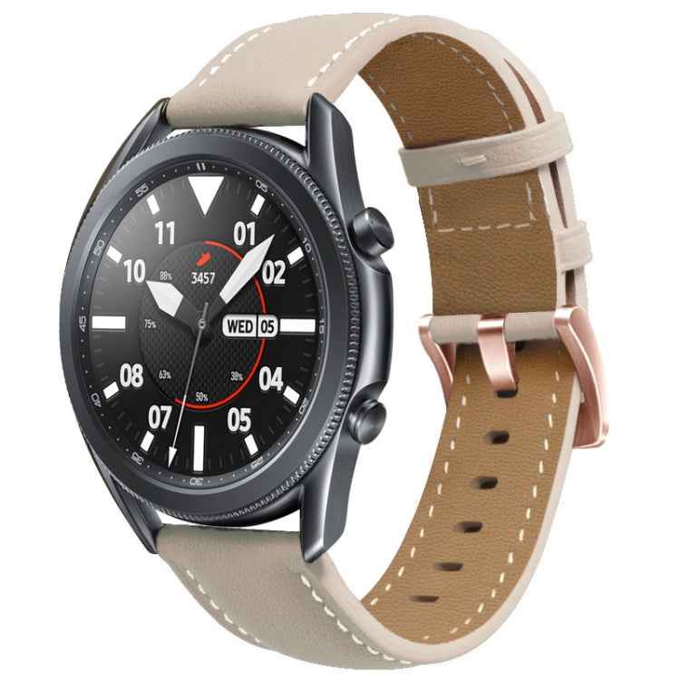 20mm Rose Gold Buckle Genuine Leather Watch Band, For Garmin Venu / SQ / SQ2 / Venu 2 Plus
