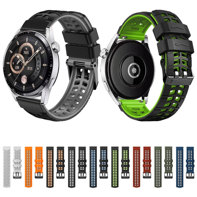 22mm Double-row Hole Two-color Silicone Watch Band, For Huawei Watch4 / 4 Pro / Watch3 / 3 Pro
