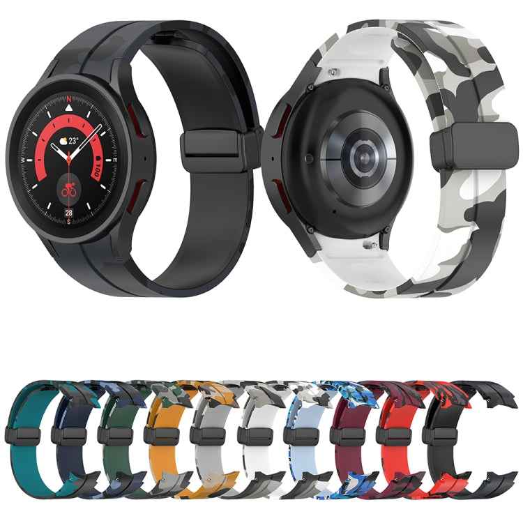 Magnetic Clasp Camouflage Silicone Watch Band, For Samsung Galaxy Watch5 / 5 Pro / Watch 4 / 4 Classic